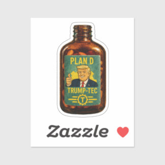 Plan D Trump-Tec Retro Flaschen Parodie Aufkleber