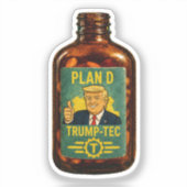 Plan D Trump-Tec Retro Flaschen Parodie Aufkleber (Vorderseite)