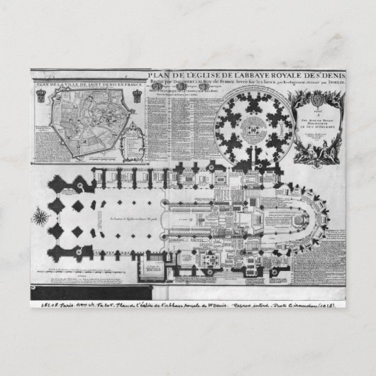 Plan der Abtei St. Denis, 1705 Postkarte (Vorderseite)