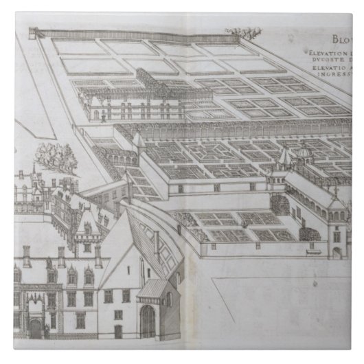 Plan der beiliegenden Gärten und Chateau de Gaillo Fliese (Vorderseite)