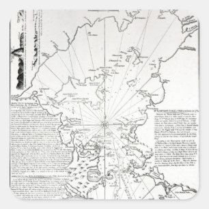 Plan der Bucht und des Hafens von Rio de Janeiro Quadratischer Aufkleber