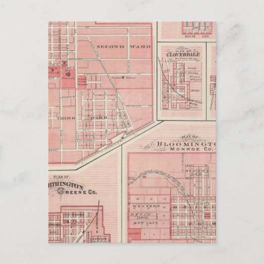 Plan der grünen Burg, Putnam Co mit Bloomington Postkarte (Vorderseite)