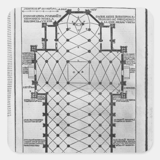 Plan der Kathedrale von Mailand Quadratischer Aufkleber (Vorderseite)