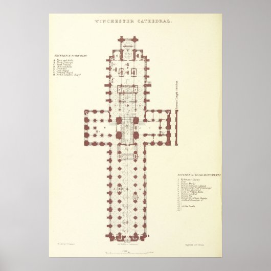 Plan der Kathedrale von Winchester Poster (Vorne)