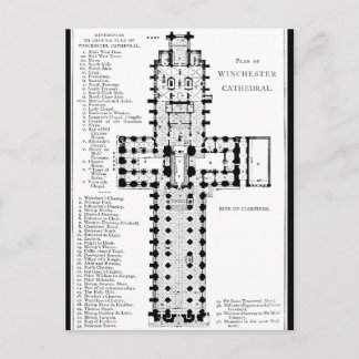 Plan der Kathedrale von Winchester Postkarte