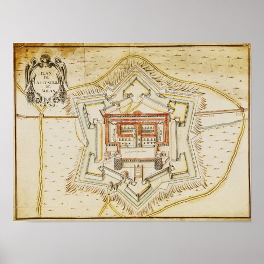 Plan der Mailänder Zitadelle Poster (Vorne)