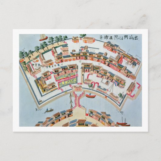 Plan der niederländischen Fabrik auf der Insel Des Postkarte (Vorderseite)