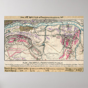 Plan der Schlacht von Fredericksburg Poster