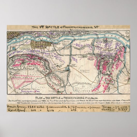Plan der Schlacht von Fredericksburg Poster (Vorne)