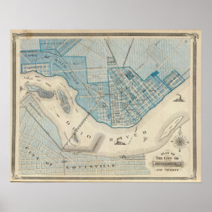 Plan der Stadt Jeffersonville und Umgebung Poster