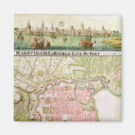 Plan der Stadt La Rochelle, 1736 Magnet (Vorne)