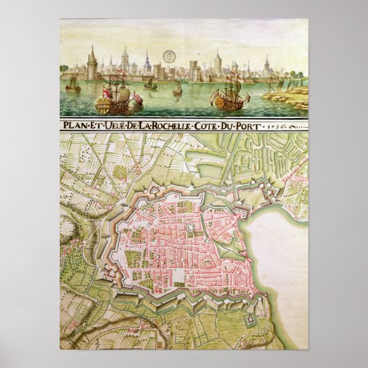 Plan der Stadt La Rochelle, 1736 Poster (Vorne)