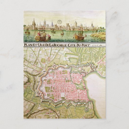 Plan der Stadt La Rochelle, 1736 Postkarte (Vorderseite)