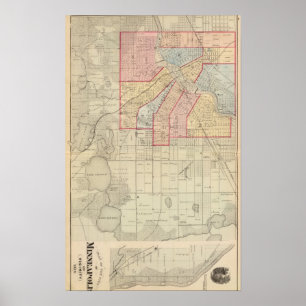 Plan der Stadt Minneapolis und Umgebung Poster