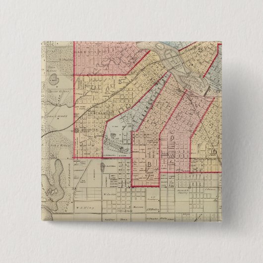 Plan der Stadt Minneapolis und Vicinity Button (Vorderseite)