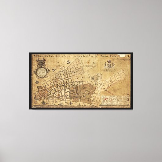 Plan der Stadt New York Karte (1755) Leinwanddruck (Vorderseite)