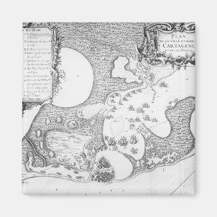 Plan der Stadt und des Hafens von Cartagena Magnet