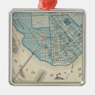 Plan der Stadt von Jeffersonville und von Nähe Ornament Aus Metall