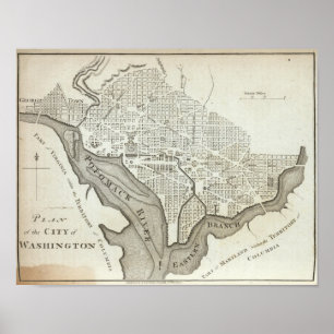 Plan der Stadt von Washington Poster