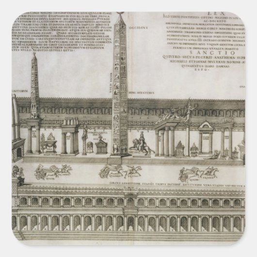 Plan des Circus Maximus, Rom, graviert durch Quadratischer Aufkleber (Vorderseite)