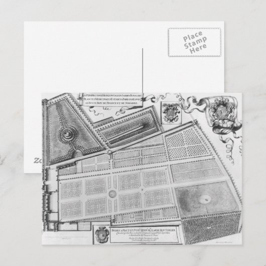 Plan des Königlichen Gartens Postkarte (Vorne/Hinten)