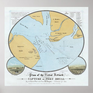 Plan des Marineangriffs und der Gefangennahme des Poster