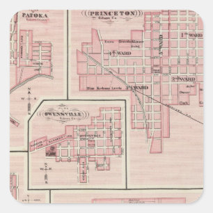 Plan des Monte Vernon, Posey Landkreis mit Patoka Quadratischer Aufkleber