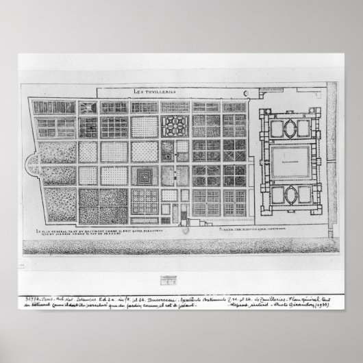 Plan des Palastes und des Gartens der Tuilerien Poster (Vorne)