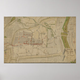 Plan des Wasserversorgungssystems in Görlitz, 1794 Poster