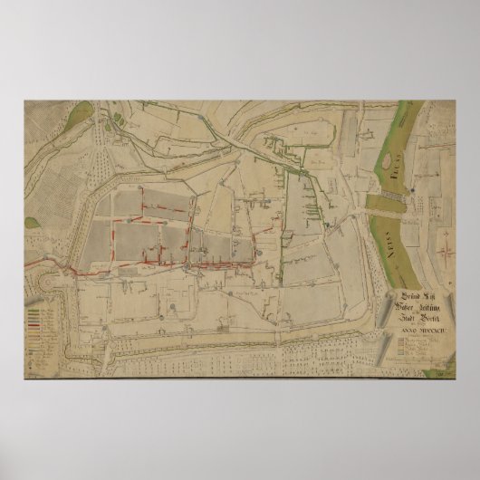 Plan des Wasserversorgungssystems in Görlitz, 1794 Poster (Vorne)