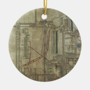 Plan f.285 Frau-R 171 von Canterburykathedrale und Keramikornament