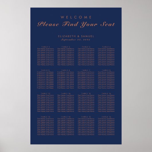 Plan für die Avenue of Navy Blue Kupfer Poster (Vorne)