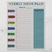 Plan für zwei Wochen (Rückseite)