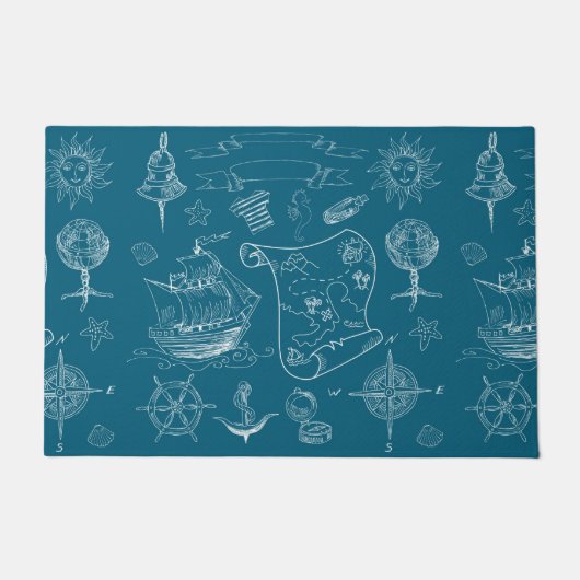Plan-grafisches nautischmuster fußmatte (Vorderseite)
