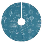 Plan-grafisches nautischmuster polyester weihnachtsbaumdecke (Vorderseite)