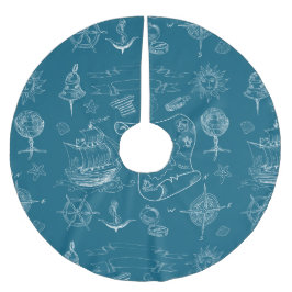 Plan-grafisches nautischmuster polyester weihnachtsbaumdecke