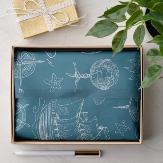 Plan-grafisches nautischmuster seidenpapier (Geschenk)