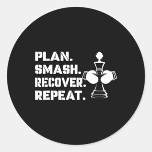 Plan. Smash. Recover. Repeat.' - Schachboxen Runder Aufkleber