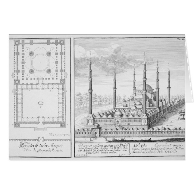 Plan und Ansicht der blauen Moschee (1609-16), (Vorderseite (Horizontal))