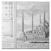 Plan und Ansicht der blauen Moschee (1609-16), Fliese (Vorderseite)