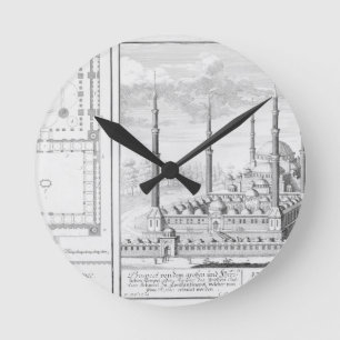 Plan und Ansicht der blauen Moschee (1609-16), Runde Wanduhr