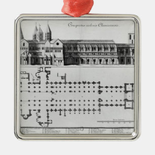 Plan und Aufzug von Cluny Abtei Silbernes Ornament