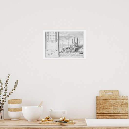 Plan und Aussicht auf die Blaue Moschee (1609-16), Poster (Küche)