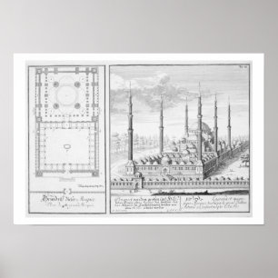 Plan und Aussicht auf die Blaue Moschee (1609-16), Poster