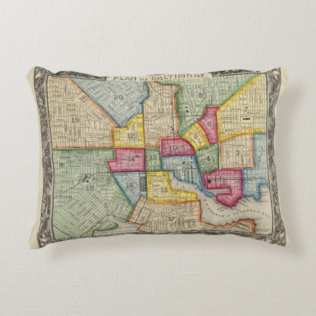 Plan von Baltimore Zierkissen (Vorderseite)