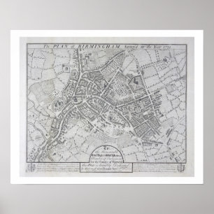 Plan von Birmingham, 1731, veröffentlicht 1789 (Gr Poster