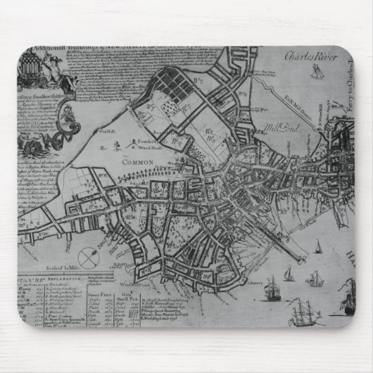 Plan von Boston, Neu-England, 1739 Mousepad (Vorne)