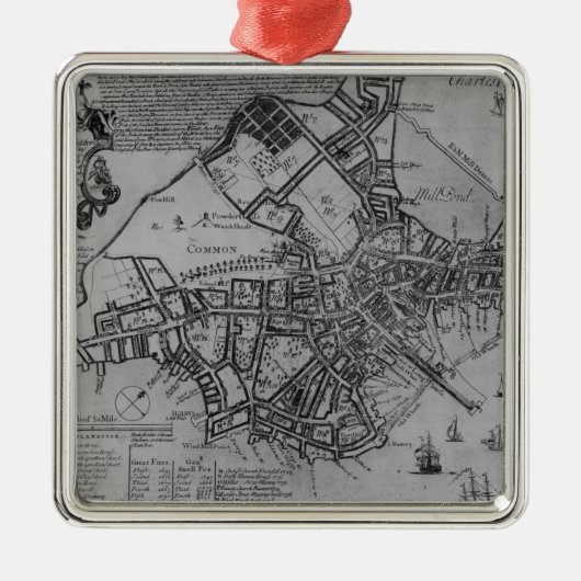 Plan von Boston, Neu-England, 1739 Ornament Aus Metall (Vorne)