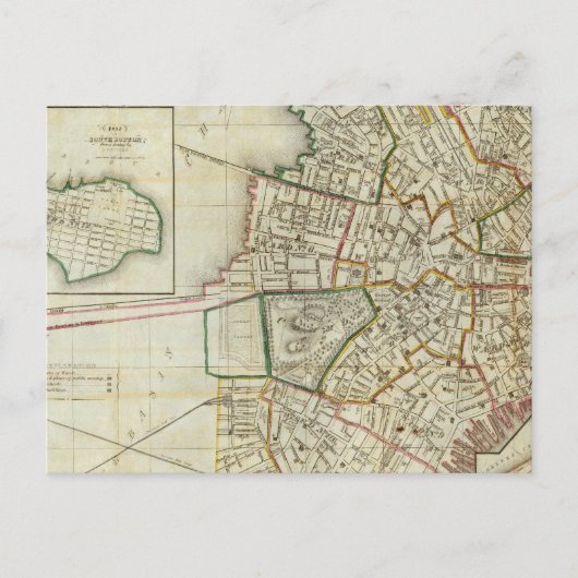 Plan von Boston und Charleston Postkarte (Vorderseite)