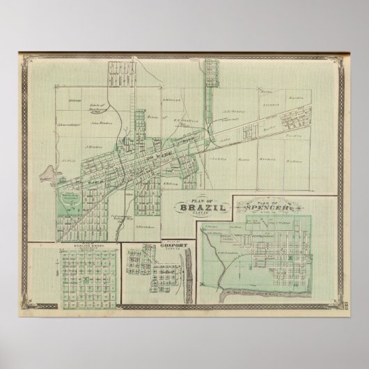 Plan von Brasilien, Clay Co mit Bowling Green Poster (Vorne)